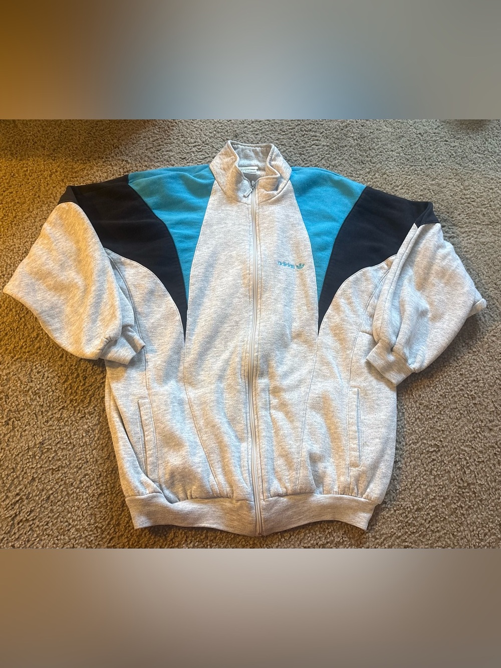 Vintage Late ’80s/early ’90s Adidas Trefoil Colorblock Full-Zip Sweatshir